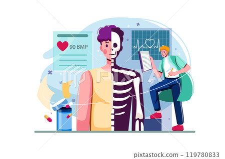 The doctor examines an x-ray of a patient's 119780833