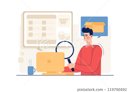 Man Checking Advertisement 119780892