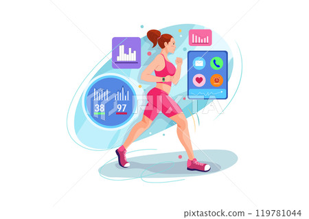 Female runner wearing smartwatch Female runner wearing smartwatch 119781044