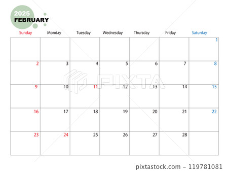 Simple 2025 calendar, February Simple 2025 calendar, February 119781081