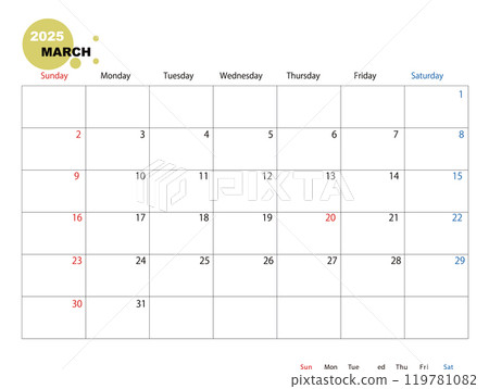 Simple 2025 calendar, March Simple 2025 calendar, March 119781082