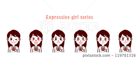 可愛的學生/女孩臉部表情套裝 1 可愛的學生/女孩臉部表情套裝 1 119781316