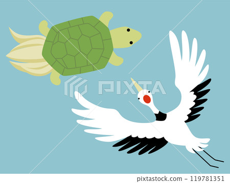 Simple illustration material of Japanese lucky charms, turtles and cranes Simple illustration material of Japanese lucky charms, turtles and cranes 119781351