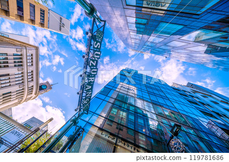 Tokyo cityscape in Japan. Ginza, Tokyo. View of Suzuran Street and Seiko House Ginza in Ginza 4-chome (27th) Tokyo cityscape in Japan. Ginza, Tokyo. View of Suzuran Street and Seiko House Ginza in Ginza 4-chome (27th) 119781686
