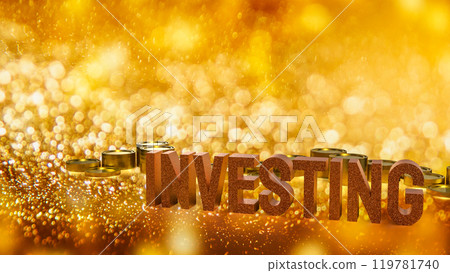 The investing text and coins for Business concept 3d rendering. 119781740