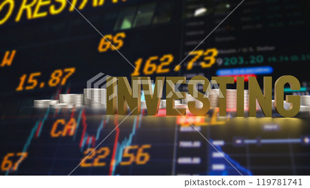 The investing text and coins for Business concept 3d rendering. 119781741