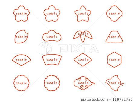 A set of 16 simple hand-drawn Japanese frames 119781785