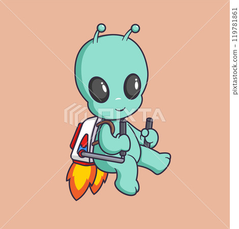 Cute alien Flying With jetpack Cartoon Vector Icon Illustration. Science Technology Icon Concept Isolated Premium Vector Cute alien Flying With jetpack Cartoon Vector Icon Illustration. Science Technology Icon Concept Isolated Premium Vector 119781861