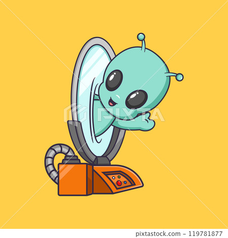 cute alien comes out of teleport glass Cartoon Vector Icon Illustration. Scene technology Icon Concept Isolated Premium Vector cute alien comes out of teleport glass Cartoon Vector Icon Illustration. Scene technology Icon Concept Isolated Premium Vector 119781877