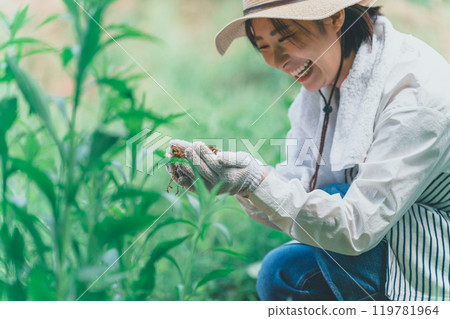 農民看著土壤 119781964