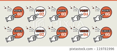 Point using hand sign, check numbering icon, illustration material 119781996