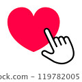Hand icon pushing heart symbol Like illustration 119782005