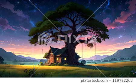 Beautiful natural scenery at night  119782263