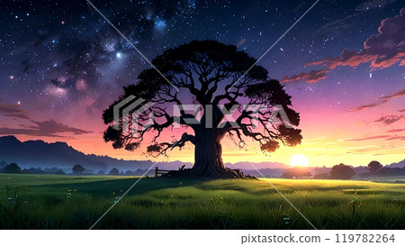 Beautiful natural scenery at night  119782264