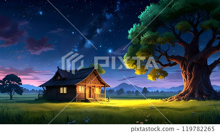 Beautiful natural scenery at night  119782265