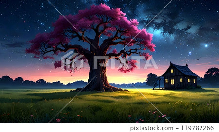 Beautiful natural scenery at night  119782266