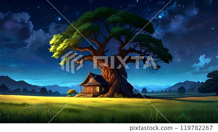 Beautiful natural scenery at night  119782267