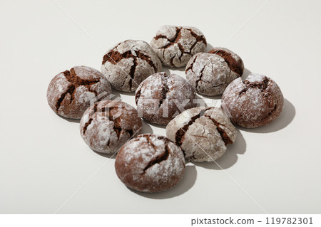 Appetizing Grinkle cookies on a light background. 119782301