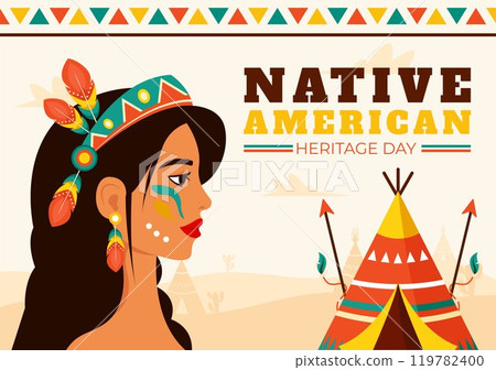 Native American Heritage Day Vector Illustration Celebrating Indigenous Tribal Culture and Traditions in a Flat Style Cartoon Background 119782400