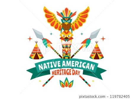 Native American Heritage Day Vector Illustration Celebrating Indigenous Tribal Culture and Traditions in a Flat Style Cartoon Background 119782405