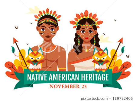 Native American Heritage Day Vector Illustration Celebrating Indigenous Tribal Culture and Traditions in a Flat Style Cartoon Background 119782406