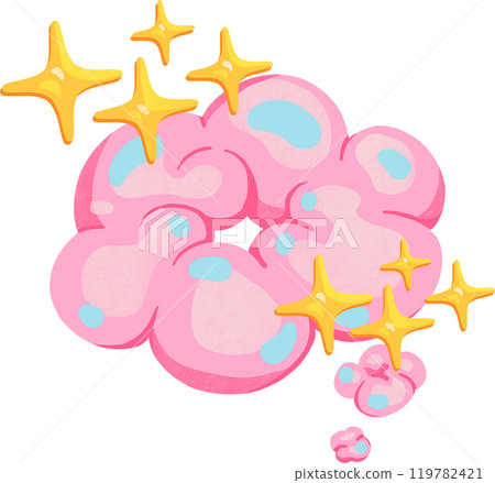 pink cloud explosion with yellow star flash,digital paiting illustration pink cloud explosion with yellow star flash,digital paiting illustration 119782421