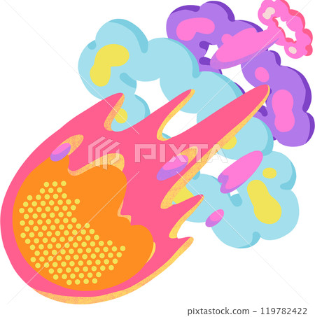 meteor explosion smoke cloud,digital paiting illustration 119782422
