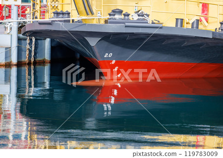 The draft mark at the bow of a vessel The draft mark at the bow of a vessel 119783009
