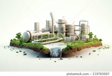 3D Industrial Wastewater Treatment process in factory plant ecology sewage treatment for save world concept 3D Industrial Wastewater Treatment process in factory plant ecology sewage treatment for save world concept 119783097