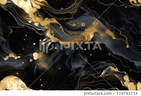 black marble with golden veins ,Black marbel natural pattern for background, abstract black white and gold 119783153