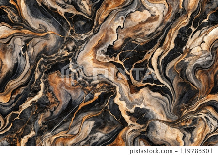 Marble alcohol ink Dusty pastel, neutral and golden marble. Alcohol ink imitation. Abstract waves, lines. 119783301