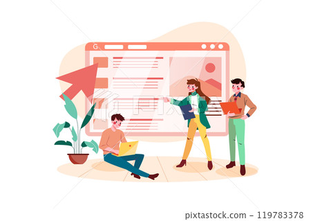 Marketing Team Working On SEO Target Marketing Team Working On SEO Target 119783378