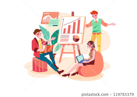 Marketing Team Discussing Marketing Strategy 119783379