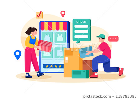 Packing Shopping Orders Packing Shopping Orders 119783385