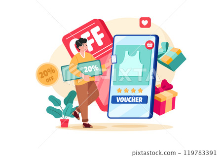 A Man With Shopping Voucher 119783391