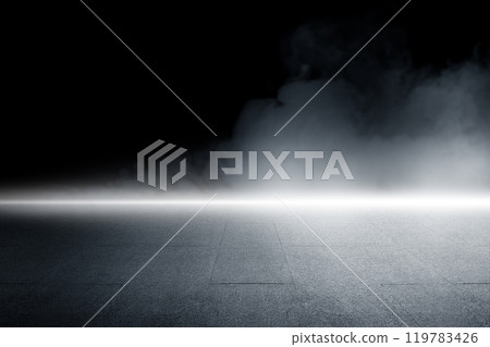 Surface of black concrete floor. Abstract texture with mist or fog 119783426
