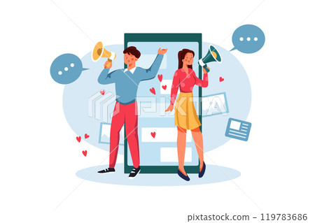 Male And Female Employee Doing Online Marketing 119783686