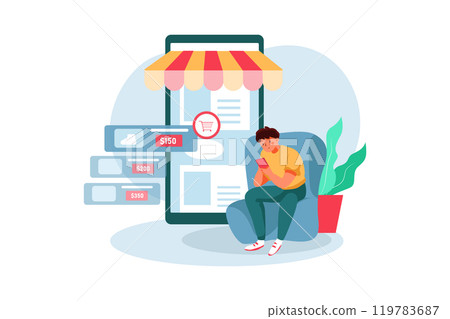 Man Checking Advertisement Man Checking Advertisement 119783687