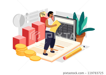 Female Accountant Calculating Company Finance 119783725
