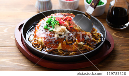 Hiroshima style okonomiyaki Hiroshima style okonomiyaki 119783828
