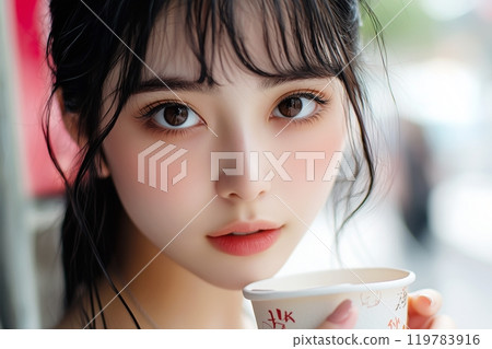 美麗肌膚的美女模特兒“AI生成圖像” 119783916