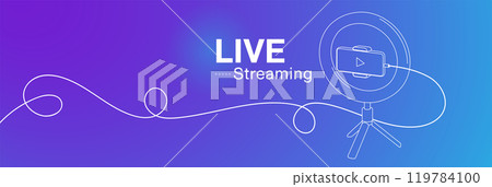 Line drawing of live stream on blue background 119784100