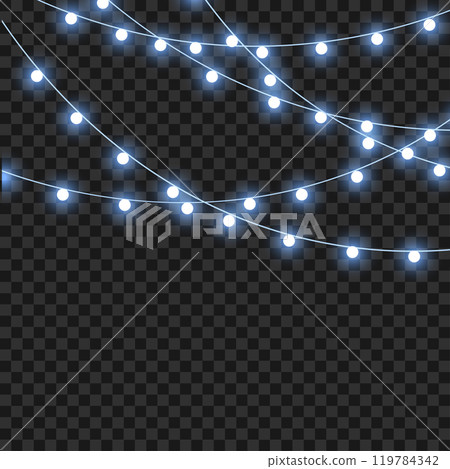 LED Christmas garlands for holiday decoration on transparent background. Vector 119784342