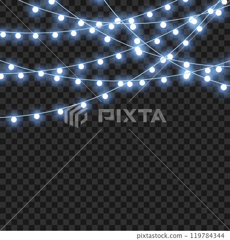LED Christmas garlands for holiday decoration on transparent background. Vector 119784344