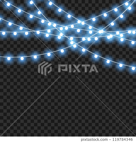 LED Christmas garlands for holiday decoration on transparent background. Vector LED Christmas garlands for holiday decoration on transparent background. Vector 119784346