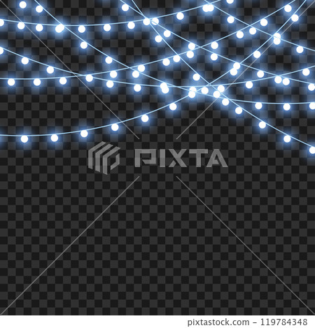 LED Christmas garlands for holiday decoration on transparent background. Vector 119784348