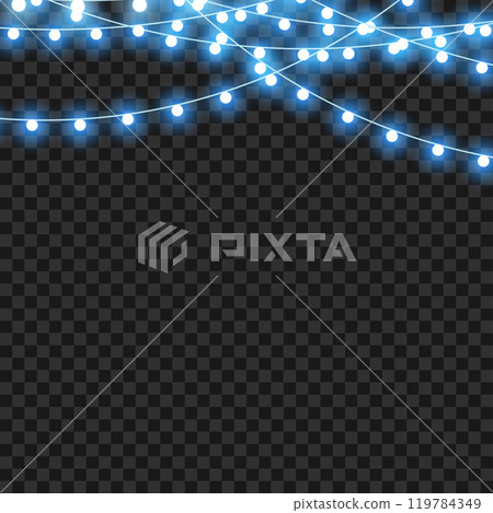 LED Christmas garlands for holiday decoration on transparent background. Vector LED Christmas garlands for holiday decoration on transparent background. Vector 119784349