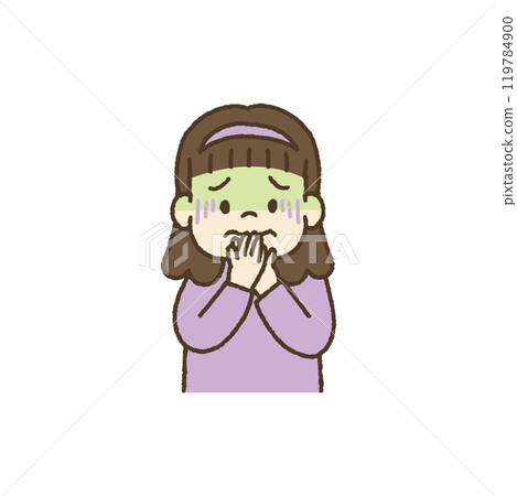 一個孩子感冒了，快要嘔吐的插圖 119784900