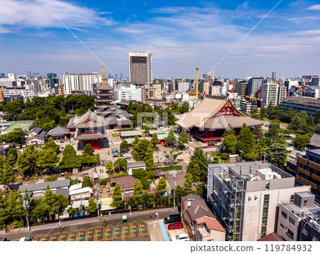 Senso-ji temple by day in Asakusa, Taito City, Tokyo, Japan 119784932