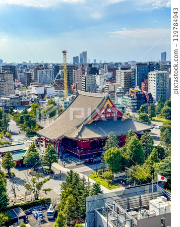 Senso-ji temple by day in Asakusa, Taito City, Tokyo, Japan 119784943